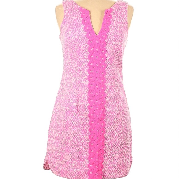 Lilly Pulitzer Dresses & Skirts - Lilly Pulitzer for Target See Ya Later Lace Trim Sheath Barbiecore Dress 2